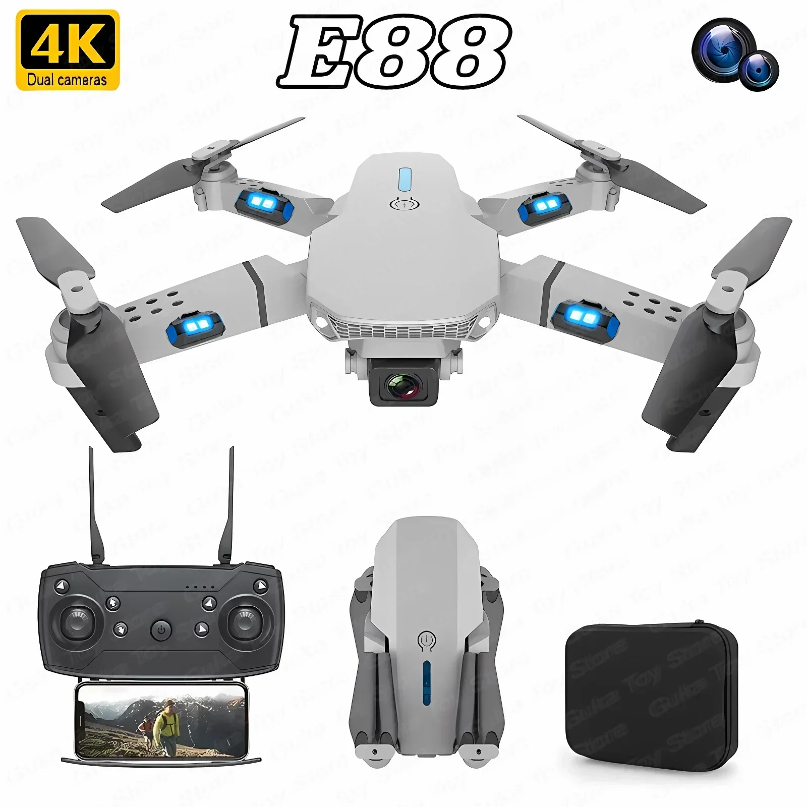E88 Pro WIFI FPV Drone Wide An - Drone Rc Foldable 评论和价格